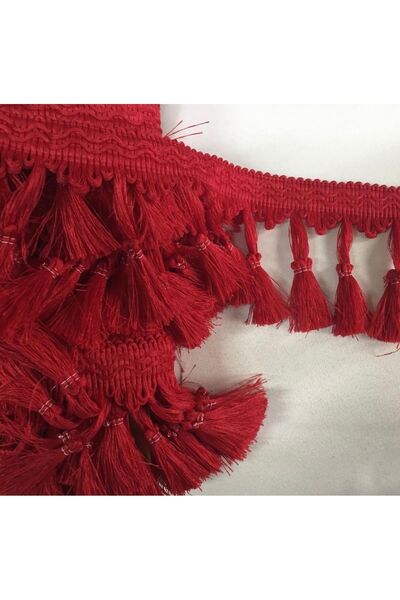 Karadeniztırmarket زخرفة هامش شرابة حمراء 5 م