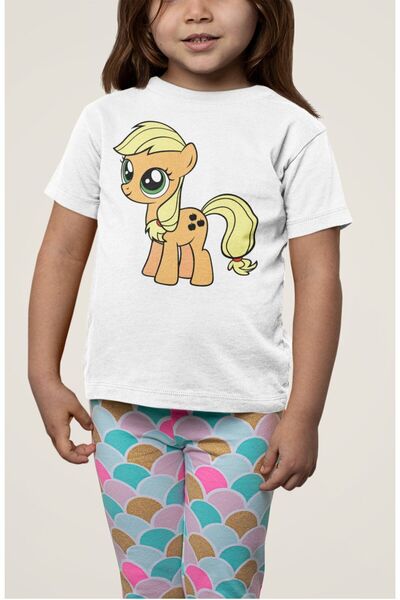 Fuddy تي شيرت مطبوع عليه My Little Pony Applejack للجنسين - تي شيرت للأطفال مطبوع عليه رسوم كرتونية