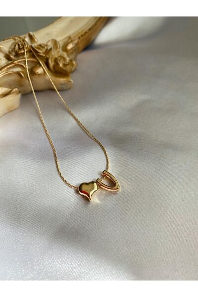 SWORDS CONCEPT Altın Kaplama Kalpli V Harfli Kolye