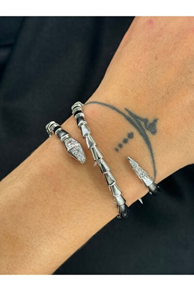 MywJewelery VİP Çelik Çift Sarım Zirkon Taşlı Tasarım Kelepçe