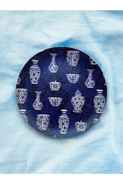 unique florya Blue Blanc Lacivert Duvar Tabağı Dekoratif Bahçe Balkon Mutfak ...