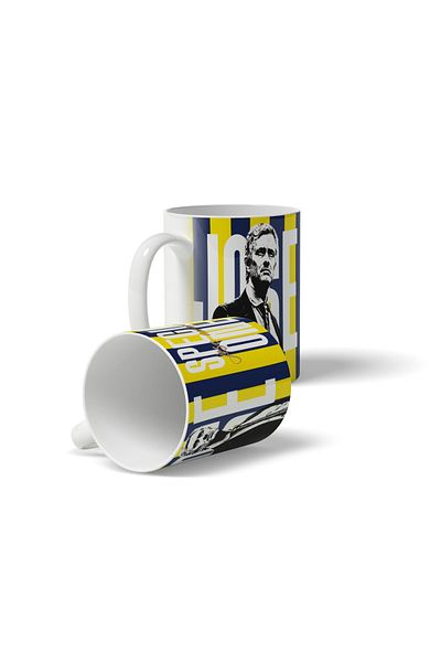 OFFSIDE Jose Mourinho Yellow Navy Blue Printed Porcelain Mug - Coffee Cup Gift