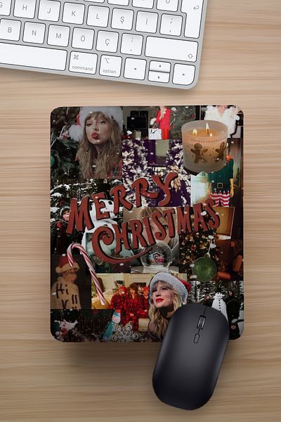 Ludios Taylor Swift Collage Πρωτοχρονιάτικο Προσαρμοσμένο Mousepad - Υποστήριξη καρπού, διασκεδαστικό σχέδιο