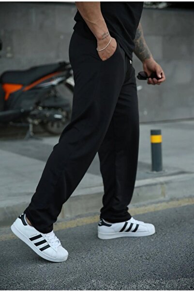 FİTGO Μαύρο Oversize Loose Cut Sweatpants