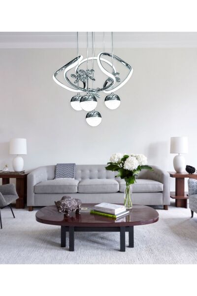 LİVORA LIGHTING Alice Modern Sarkıt Kelebekli Krom 3 Kademeli Ledli Avize