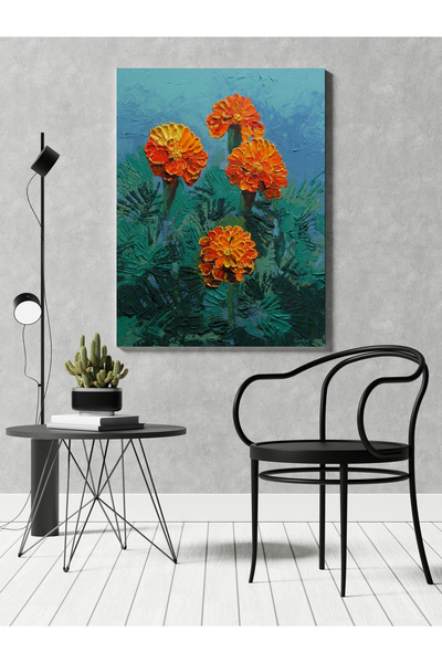 RUGSMODERN Kanvas Tablo Turuncu Çiçek Temalı Desenli Modern Tablo