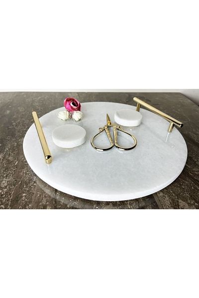 ege gross Natural Marble Promise / Engagement Tray Scissors And Ring Riser