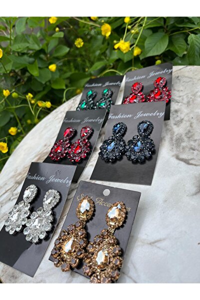 ANZE beyaz kristal taşlı gelin küpesi