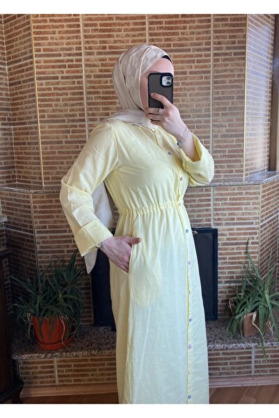 Balamony Yellow Dress - Button Detail