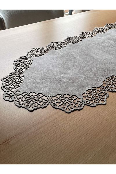 Ergüven Home Modern Design - Dark Beige Suede Runner 40X140 Cm, Table Size