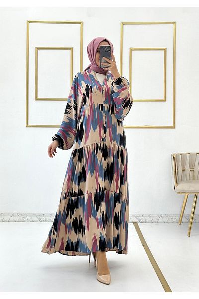 Moda Krash BOTTY PATTERNED VISCOSE SUMMER DRESS