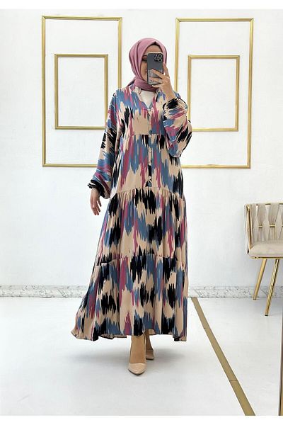 Moda Krash BOTTY PATTERNED VISCOSE SUMMER DRESS