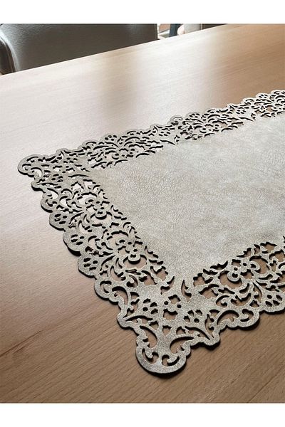 Ergüven Home Μπεζ (ΣΚΟΥΡΑ ΚΡΕΜΑ) Suede Fabric Runner 40x140 cm Μήκος τραπεζιού - Ορθογώνιο μοντέλο