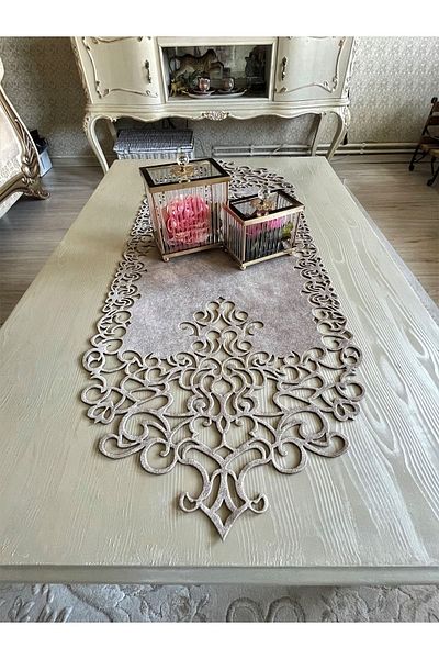 Ergüven Home Μοντέρνο Σχέδιο - Σκούρο Μπεζ Suede Runner, Τραπεζάκι Σαλονιού 40x100 cm
