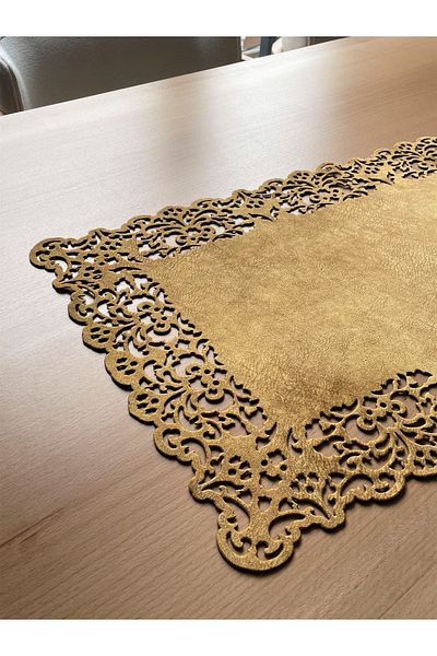Ergüven Home Μουσταρδί κίτρινο σουέντ ύφασμα Runner 40x140 cm Μήκος τραπεζιού - Ορθογώνιο μοντέλο