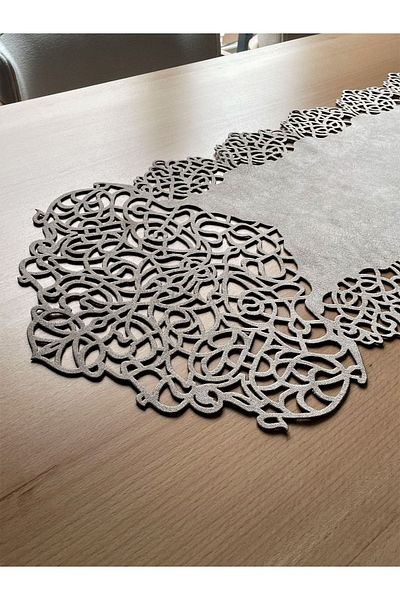 Ergüven Home Μοντέρνο Σχέδιο - Σκούρο Μπεζ Suede Runner, Μέγεθος Τραπεζιού 40x140 cm