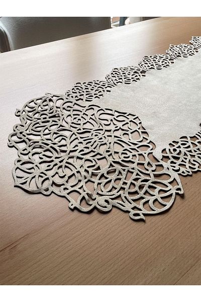 Ergüven Home Μπεζ (ΣΚΟΥΡΑ ΚΡΕΜΑ) Suede Fabric Runner 40x140 cm Μήκος τραπεζιού - Μοντέρνο Σχέδιο