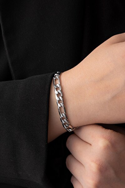 ByFlorya Jewelry سوار سلسلة فيجارو من الفولاذ 6 مم مقاوم للصدأ 17 سم + 4 سم و...