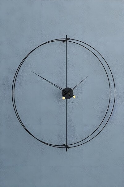MetaQuartz Aksesuar TimeLock XXL 80 Cm Siyah Modern Dekoratif Metal Duvar Saati