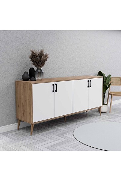 Mezza 1676 Hera 180 Cm (AHŞAP AYAKLI) Modern Konsol Sepet-beyaz