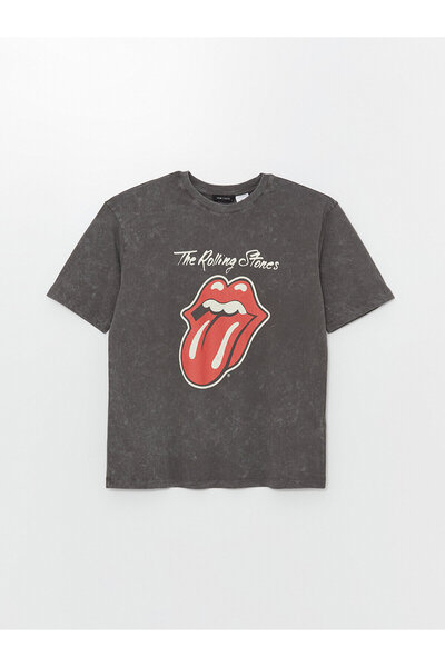 LC Waikiki LCW oversize dámské tričko – výstřih s výstřihem, s potiskem, krátký rukáv