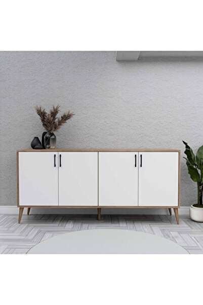 Mezza 1676 Hera 180 Cm (AHŞAP AYAKLI) Modern Konsol Sepet-beyaz