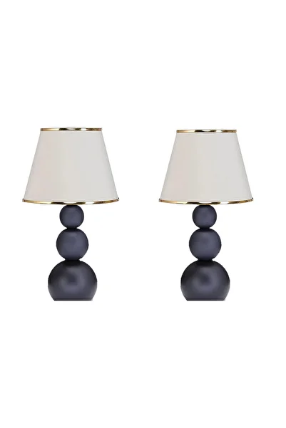 571 Store 2 Pieces Metal Leg Fabric Head Table Lamp - Night and Bedside Lamp