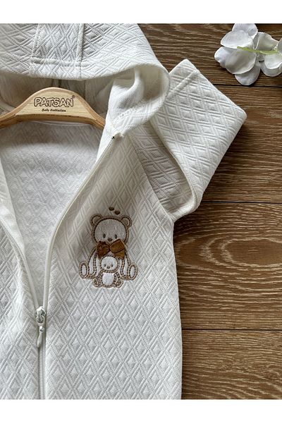 PATSAN Hooded Zippered Seasonal Quilted Baby Jumpsuit Bear with Booties