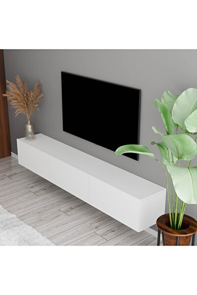 Mezza 1230 SOLE 3 KAPAKLI KULPSUZ 180 CM TV ÜNİTESİ BEYAZ