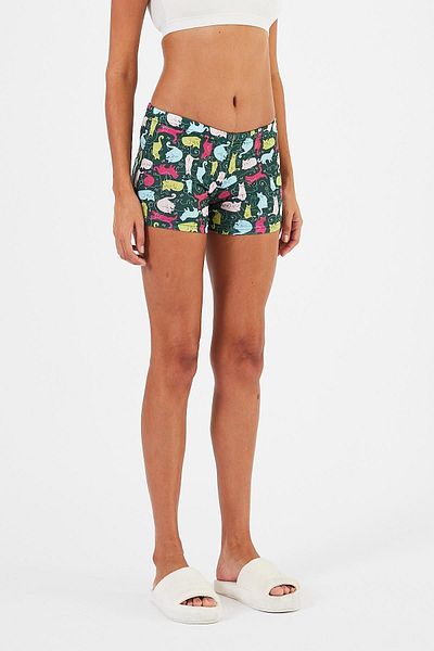 Penyelux Green Stretchy Cotton Mini Tights - Cool, Elastic Waist Women's Shorts