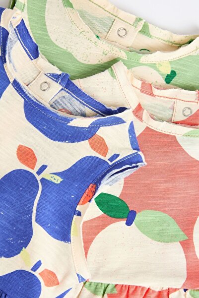 Next Baby Shiny Fruits Romper - 100% Cotton, Set of 3