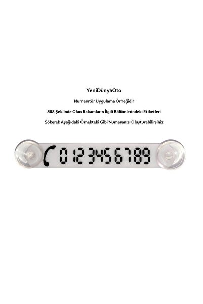 YeniDünyaOto Araç Park Telefon Numaratörü Tel No Gösterici Numaratik Beyaz-siyah Ydnmr014