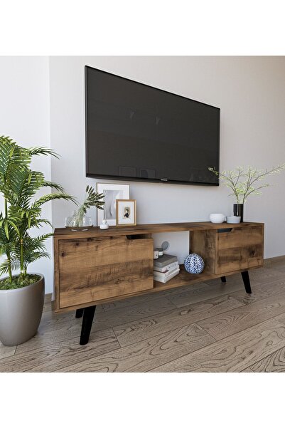 VM VERTEX MOBİLYA Siena Ahşap Ayaklı Tv Ünitesi Ceviz Televizyon Konsolu 140 ...