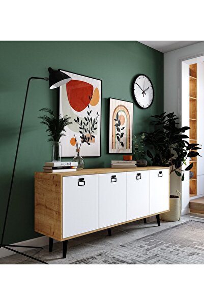 VM VERTEX MOBİLYA Mirza Modern Konsol 180 Cm Safir Meşe-beyaz