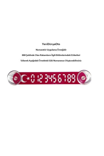 YeniDünyaOto Kırmızı-beyaz Ay Yıldız Araç Park Telefon Numaratörü Tel No Gösterici Numaratik Ydnmr011