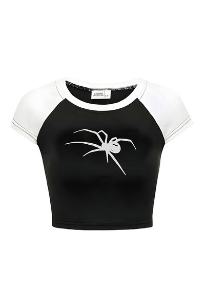 Carpe Black Big Spider Crop Top