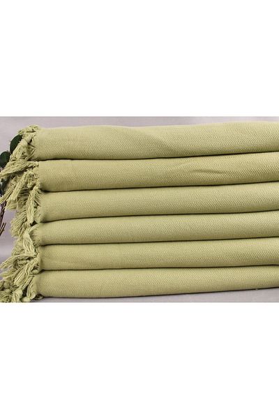 Kayra Export 175x220 Cm Embroidered Khaki Pique - Cotton Thin Blanket