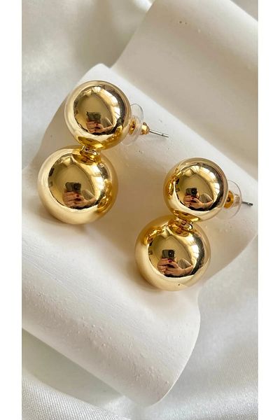 H&S AKSESUAR Gold Double Set - Ball and Earrings