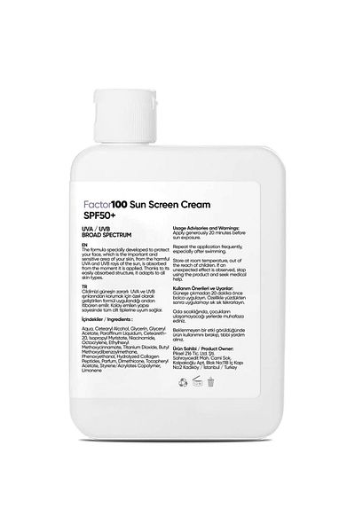 FACTOR100 SPF50+ Sunscreen - 100 ml8682851763116