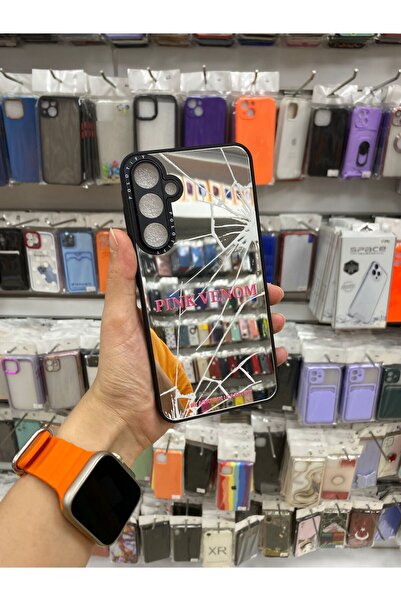 güntekno Samsung Galaxy A55 Uyumlu 3D Grafiti Desenli Aynalı Kapak