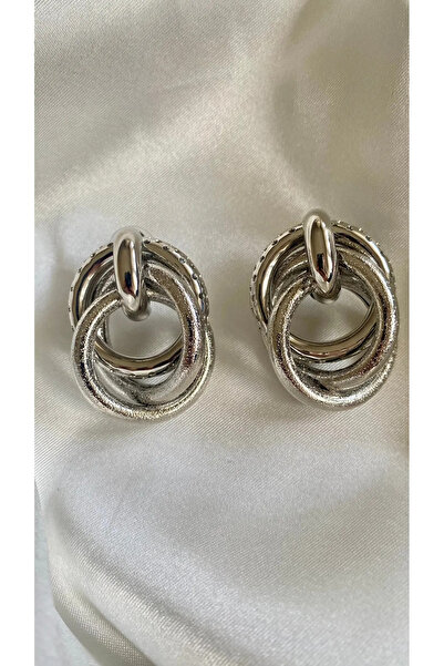 H&S AKSESUAR Gümüş İç İçe Halka Küpe