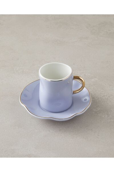 English Home Rolly New Bone China - Coffee Cup Set 4 Pieces, Lilac for 2 People