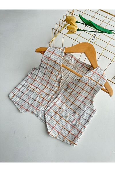 Momsbrand White Tweed Plaid Jacket