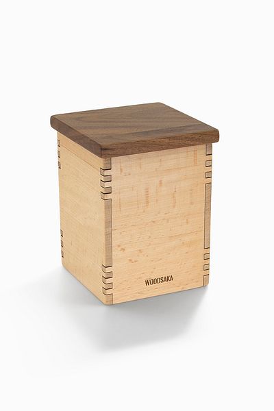 Woodsaka 1 Set Storage Box for Kitchen - 7.8cm x 7.8cm x 11.5cm in Hornbeam and Walnut Wood