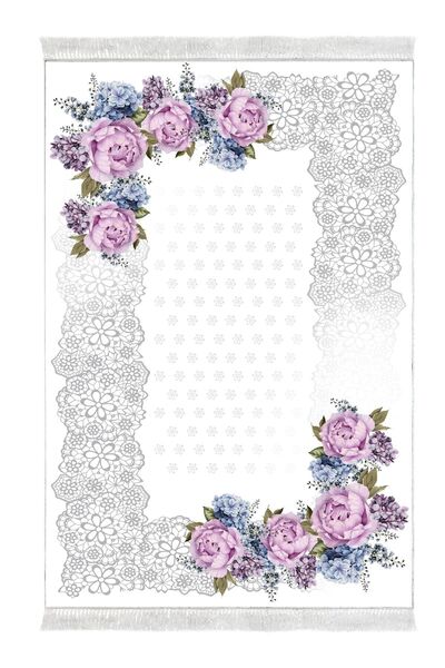 EXCLUSIVE Saray Saçaklı Dijital Halı Mumtaz Mürdüm