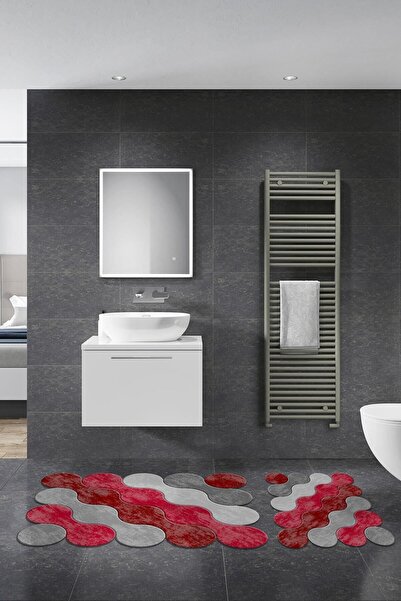 Dekoreko Özel Kesim Ikili Banyo Takımı Gladys Kırmızı