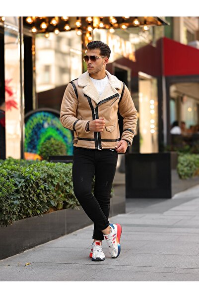 MEECY MAN Чоловіча куртка зі шкіри з гофрованої шкіри