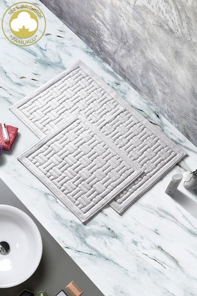 Dekoreko Cotton 2-Piece Toilet Set Bathroom Mat Set Shawna Cream