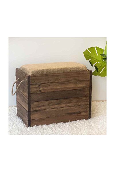 Weblonya Sandıklı Puf Bank Ahşap Puf Sandalye Puf Koltuk 5080