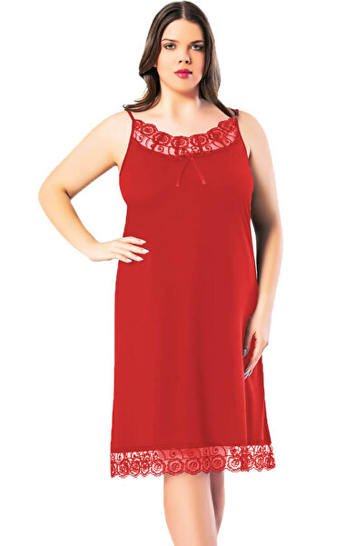 Hepsine Rakip ثوب نوم نسائي كبير الحجم من الفيسكوز - رقبة معلقة بحبل وتنورة م...